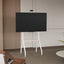 Swivel Metal TV Stand with four lockable wheels and a modern design for offices and homes