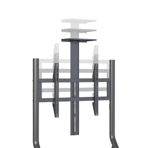 Swivel Metal TV Stand with four lockable wheels and a modern design for offices and homes
