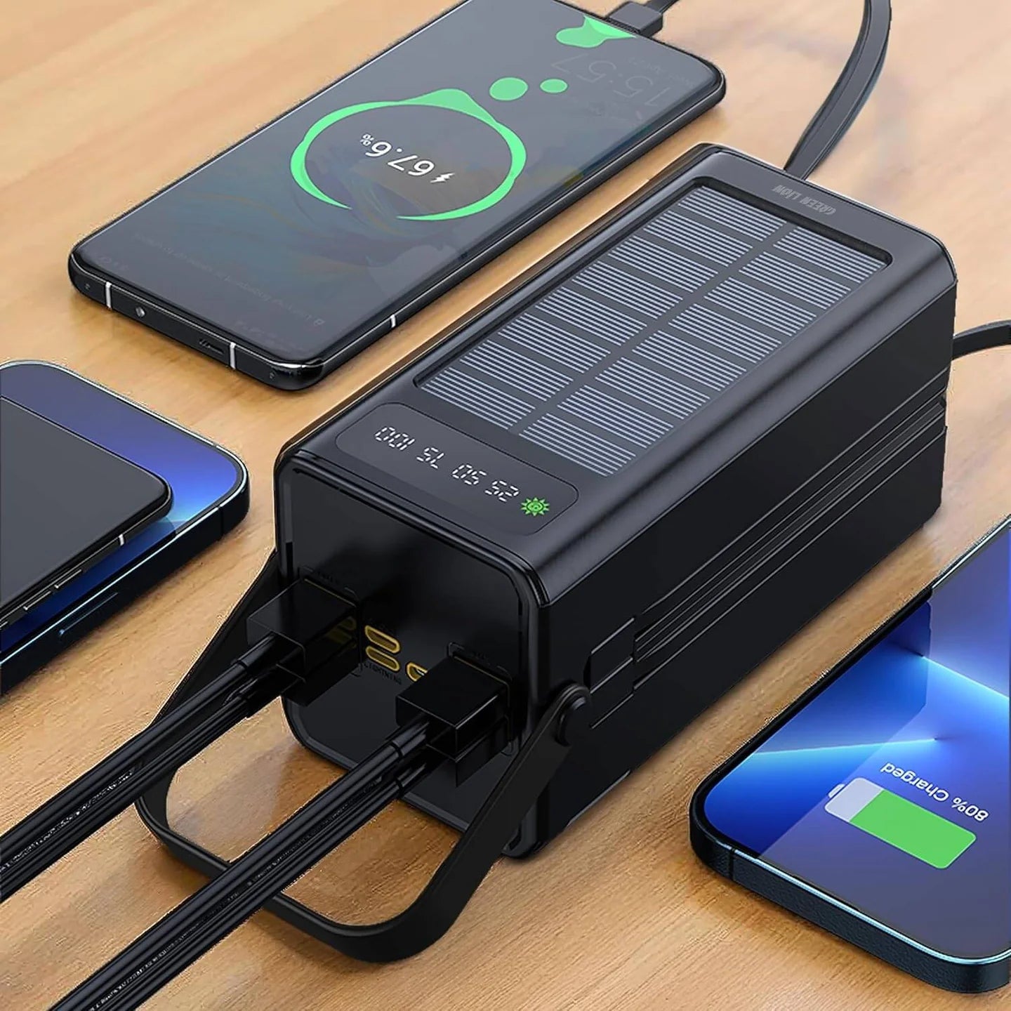باور بانك شمسي 60000mAh متعدد المنافذ مع شحن سريع – Green Lion Solar X