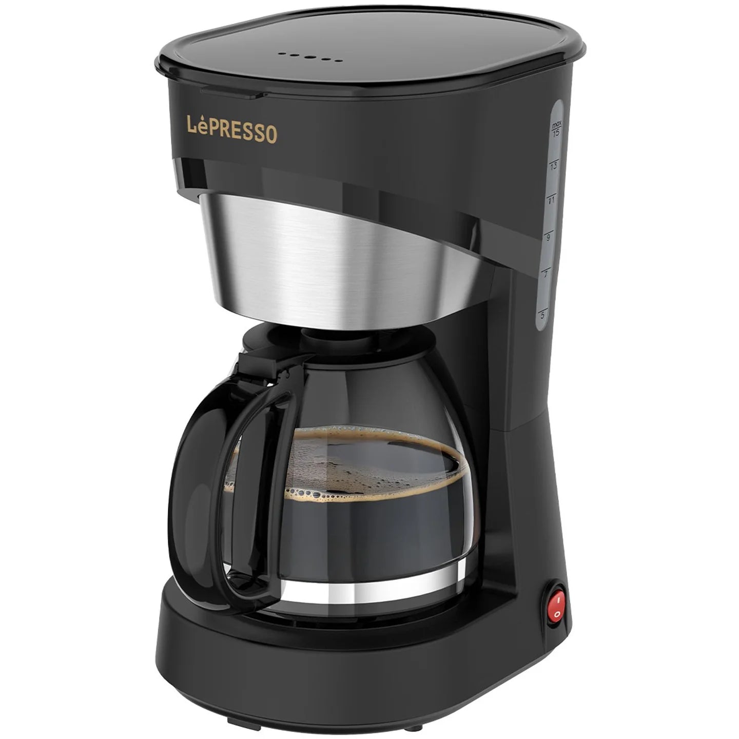 Drip Coffee Maker with Glass Carafe – 1.5L Capacity, 900W Power, Up to 15 Cups by LePresso