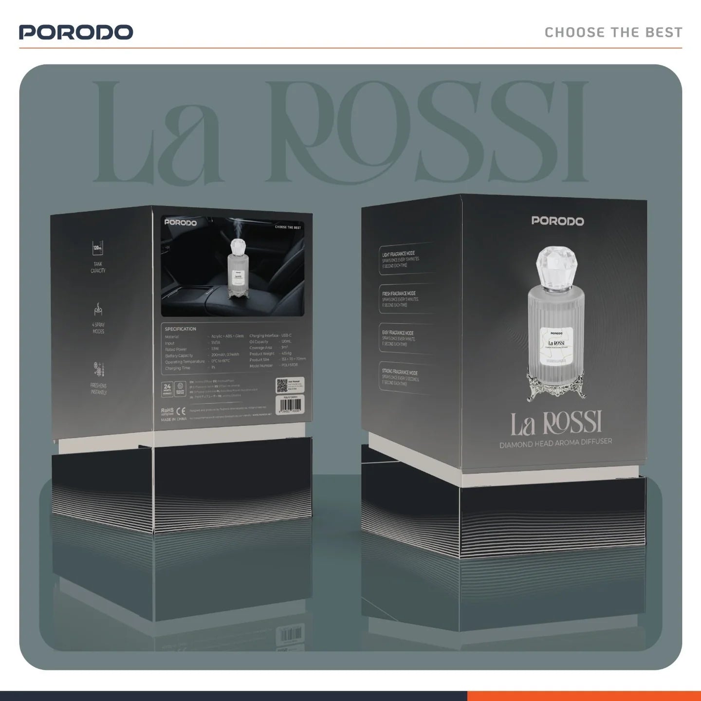 فواحة عطرية ألماسية محمولة من Porodo La Rossi