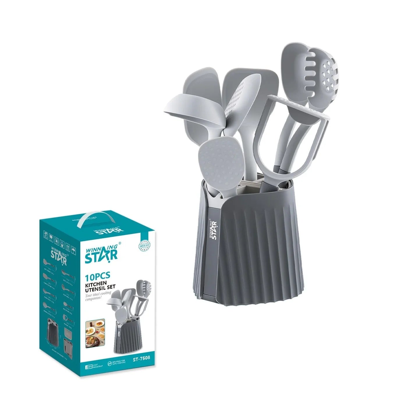 طقم أدوات المطبخ السيليكون للتوزيع WINNING STAR ST-7508 – 10 قطع
