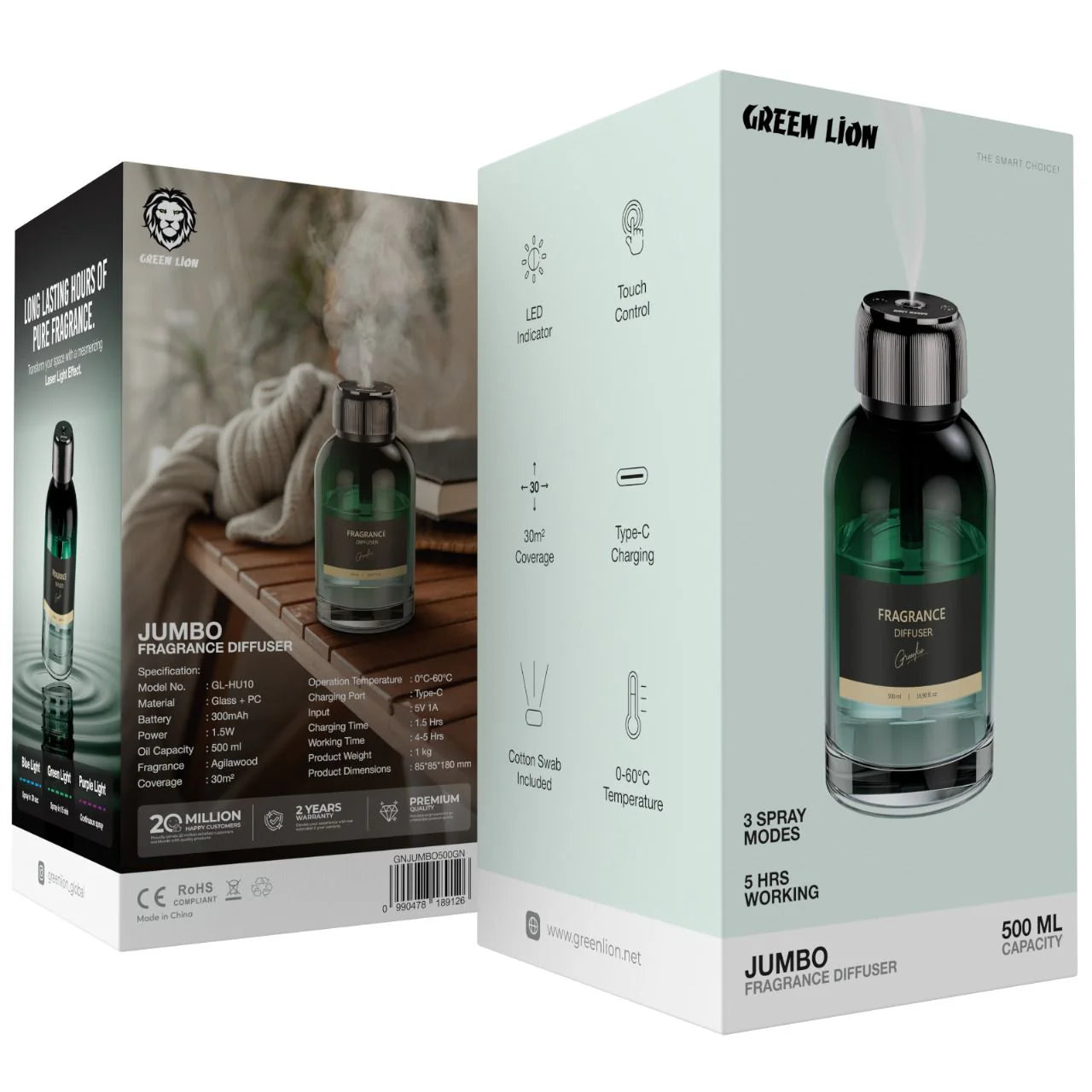 معطر برائحة عود الأجيلاوود، سعة 500 مل من GREEN LION