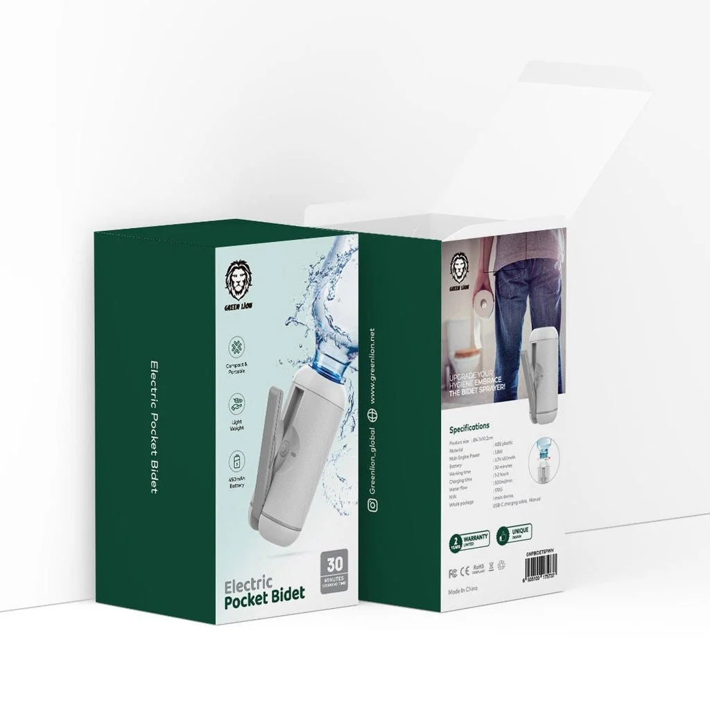 شطاف محمول كهربائي Green Lion Pocket Bidet ببطارية 450mAh وتدفق مياه 500مل/دقيقه