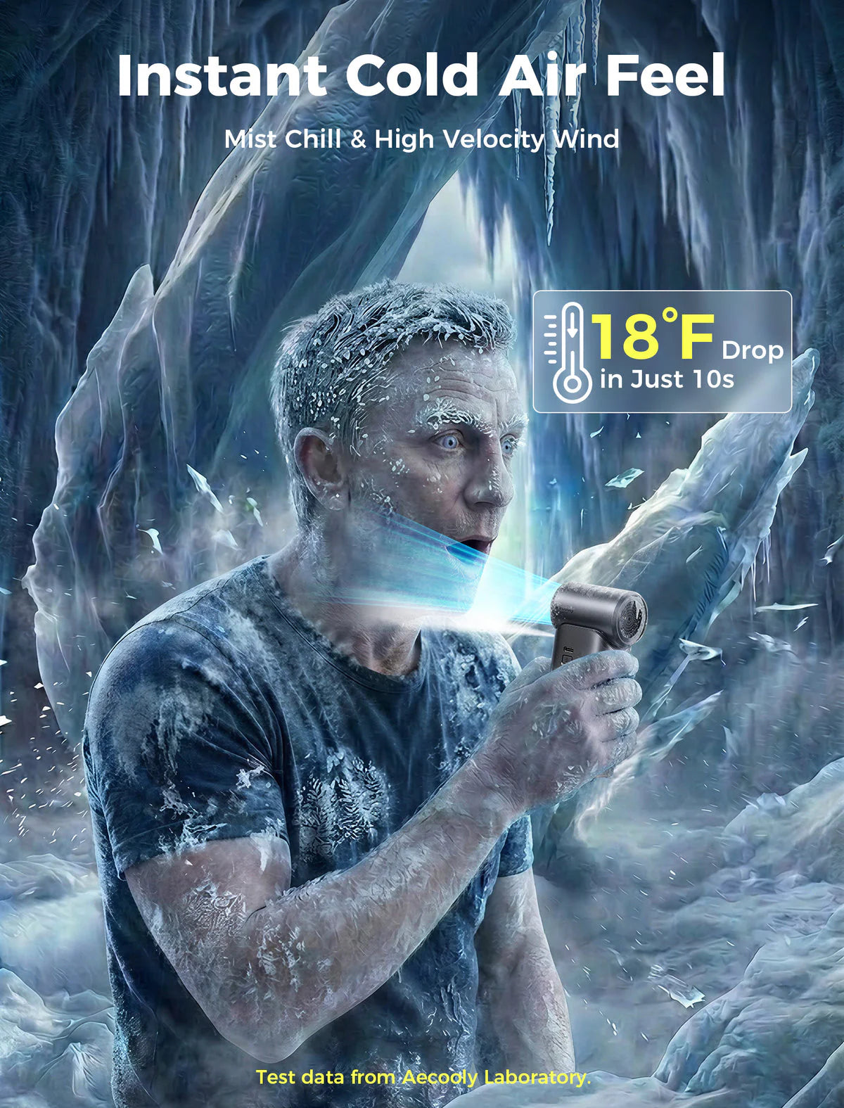 مروحة Aecooly Cold Air Ultra المحمولة بالرذاذ المبرد – شاشة لمس ملونة وبطارية 7000 مل أمبير