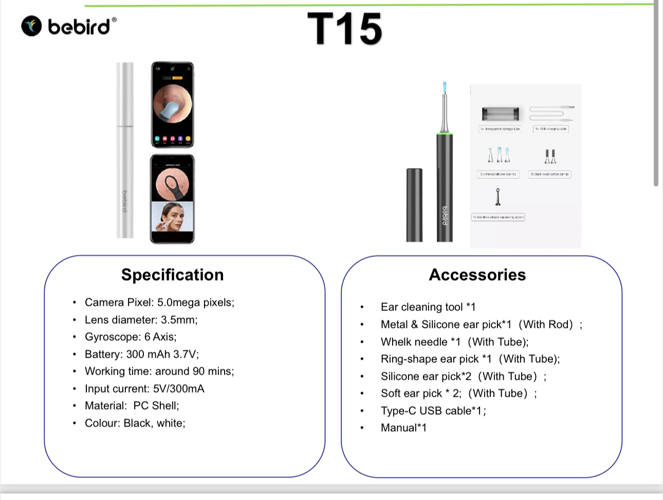 Smart ear cleaning endoscope from bebird