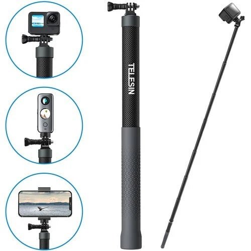 TELESIN GP-MNP-300-3 3M Carbon Fiber Selfie Stick - Lightweight and Strong for Professional Photography