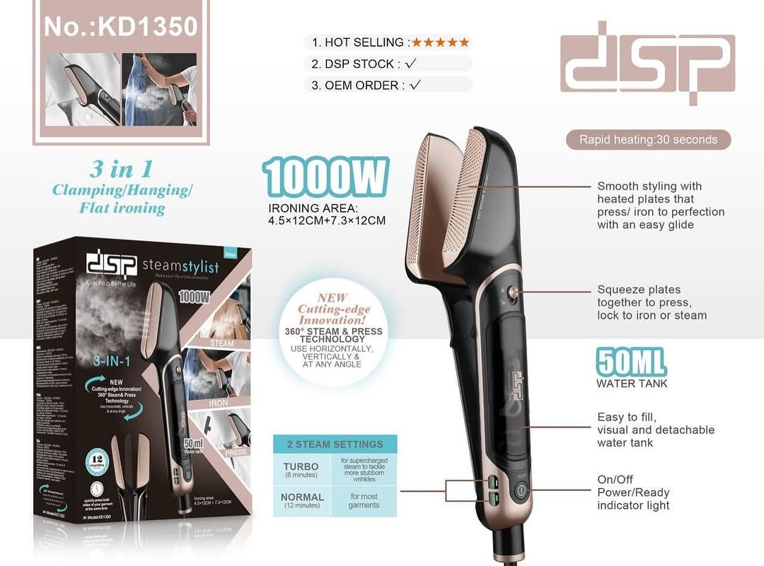 Multi-function Steam Iron with Lint Remover and Extra Water Tank from DSP