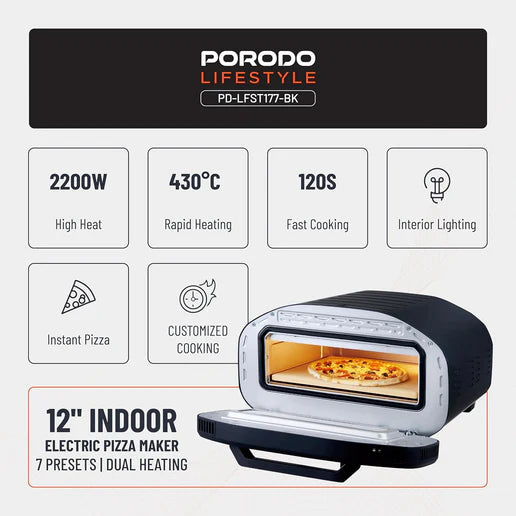 Porodo Lifestyle 12'' Indoor Electric Pizza Maker