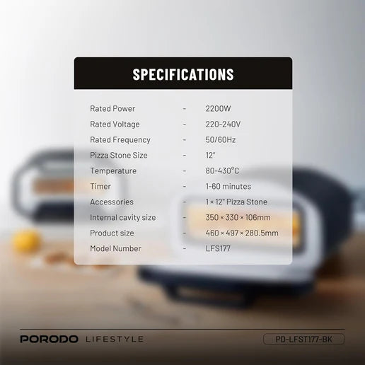Porodo Lifestyle 12'' Indoor Electric Pizza Maker