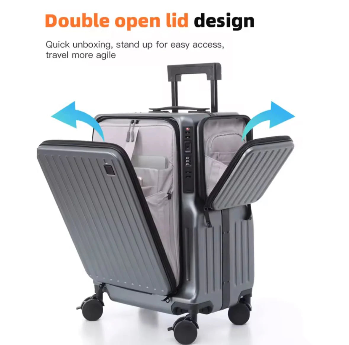 حقيبة سفر بعجلات دوّارة صلبة وخفيفة الوزن مع منفذ شحن USB من Moveup