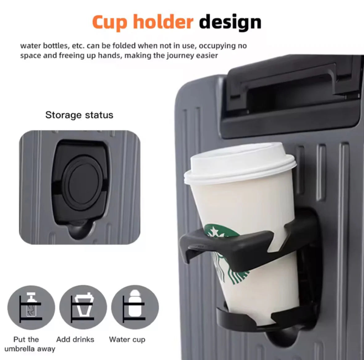 حقيبة سفر بعجلات دوّارة صلبة وخفيفة الوزن مع منفذ شحن USB من Moveup