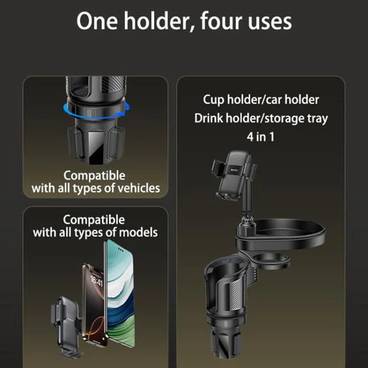 Yesido C274 – 4-in-1 Multifunctional Car Mount with Tray and Cup Holder