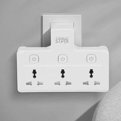 توصيلة كهربائية نحاسية متعددة الاستخدامات مع 3 منافذ و3 مفاتيح تحكم، قدرة 2500 واط من WINNING STAR