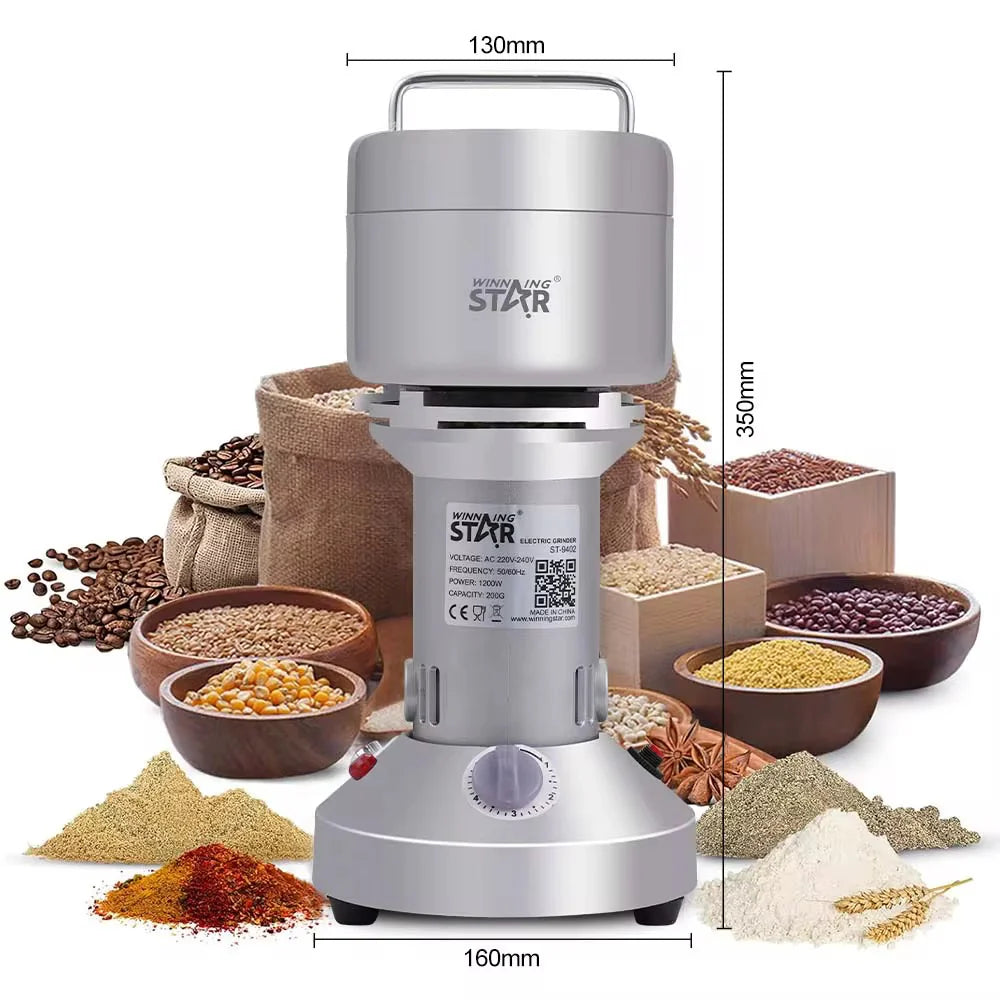 مطحنة كهربائية 200 جرام قوية 1200 واط من Winning Star – أداء احترافي للمطبخ ST- 9402