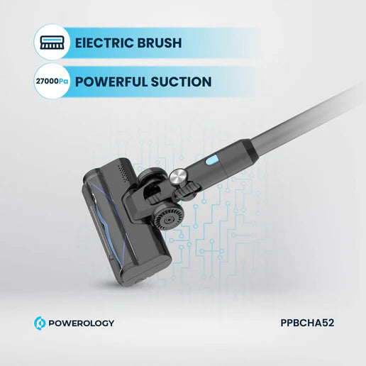 مكنسة للاسلكية العمودية بقوة 400 واط – شفط قوي 27000 باسكال مع أوضاع تنظيف متعددة وفلتر HEPA عالي الأداء من Poweology