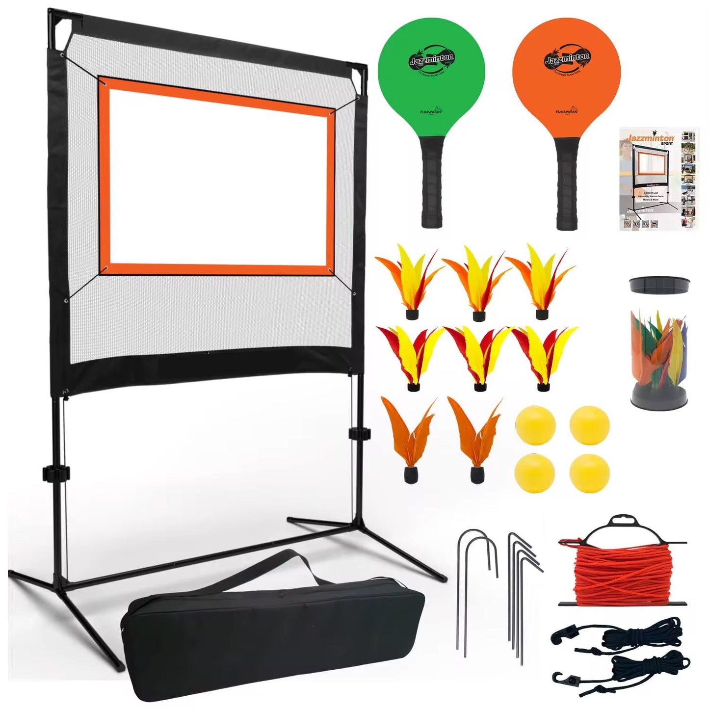 Adult Badminton Training Net Set with Racquet and Shuttlecock Storage Bag - for Indoor and Outdoor Use