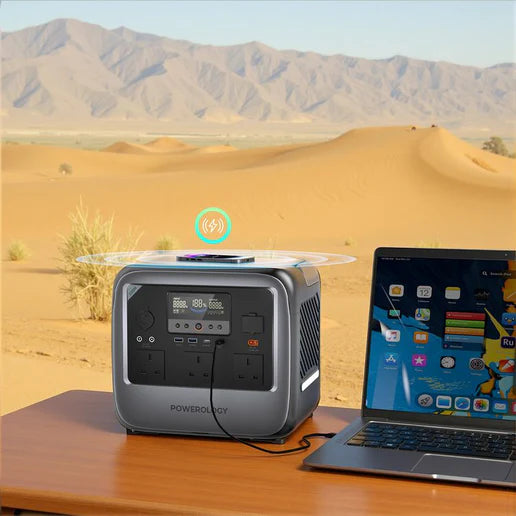 بطارية متنقلة بقدرة 1200 واط مع مقابس الكهرباء ومنافذ شحن متنوعة متعددة من Powerology