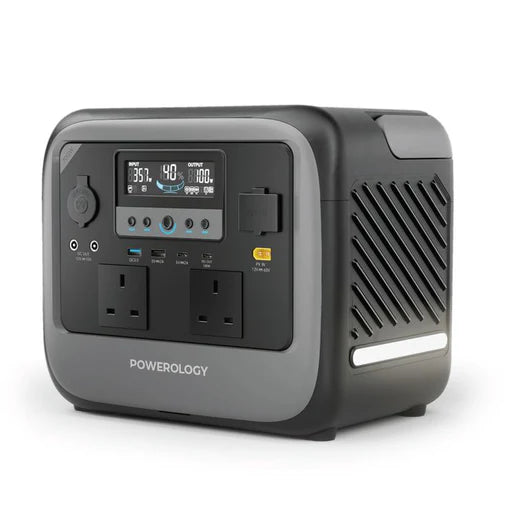 بطارية متنقلة بقوة 700 واط للرحلات والبر مع مقابس كهرباء ومنافذ شحن متعددة من Powerology