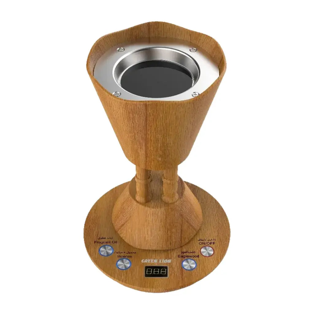 مبخرة كهربائية للمجلس بقاعدة قابلة للفصل وشاشة رقمية – خشبي من Green Lion