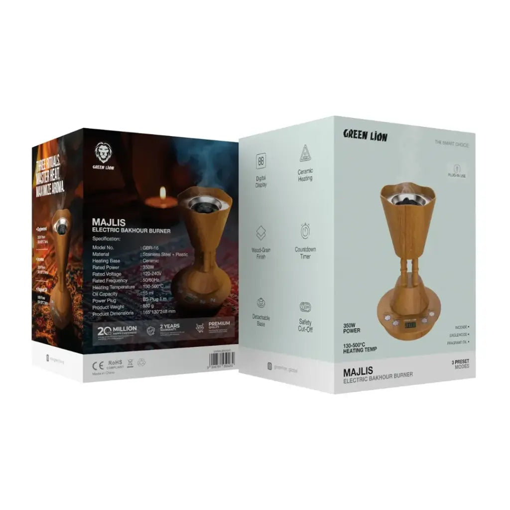 مبخرة كهربائية للمجلس بقاعدة قابلة للفصل وشاشة رقمية – خشبي من Green Lion