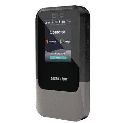 راوتر 5G محمول مع شاشة مقاس 2.4 بوصة سرعة عالية، بطارية تدوم حتى 12 ساعة، يدعم شريحة Nano SIM وeSIM من Green Lion