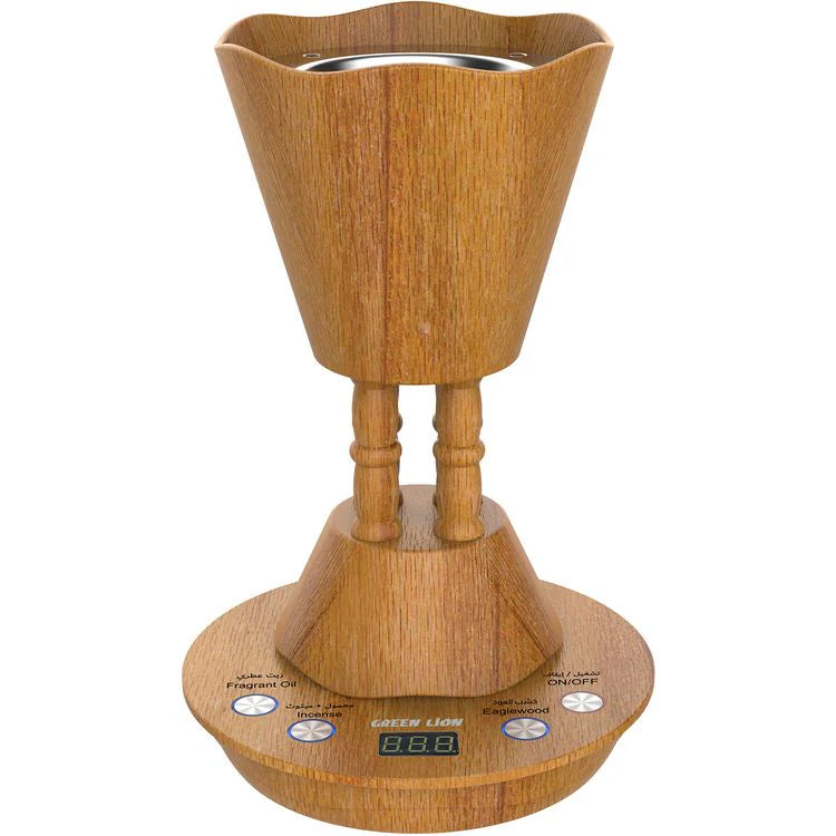 مبخرة كهربائية للمجلس بقاعدة قابلة للفصل وشاشة رقمية – خشبي من Green Lion