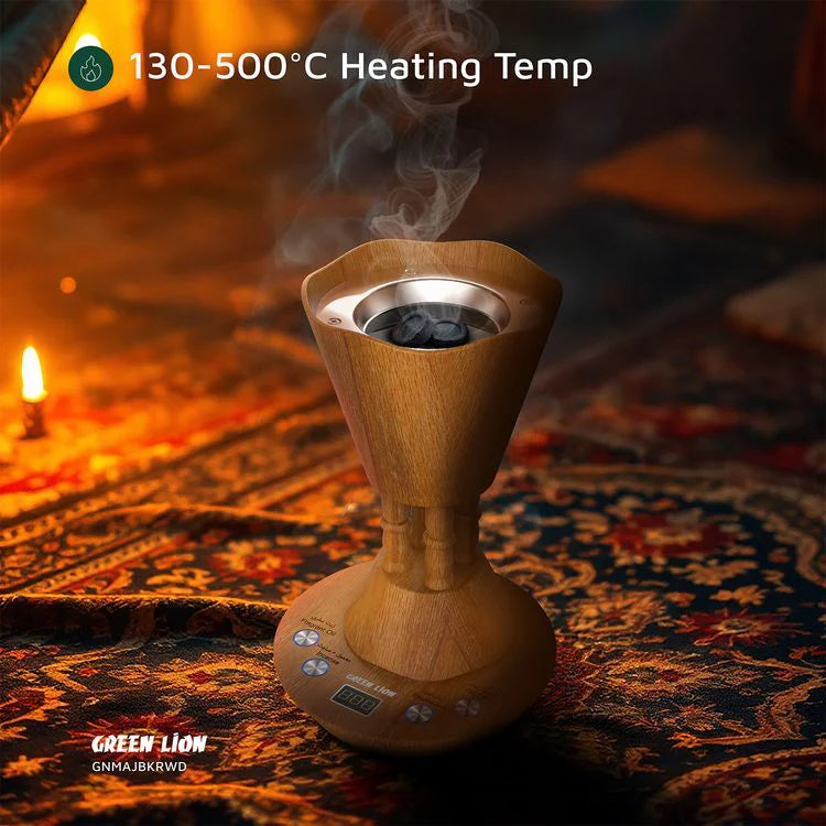 مبخرة كهربائية للمجلس بقاعدة قابلة للفصل وشاشة رقمية – خشبي من Green Lion