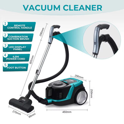 مكنسة كهربائية بسعة 3.5 لتر وقوة 2500 واط – تنظيف رطب وجاف للمنازل من Winning Star