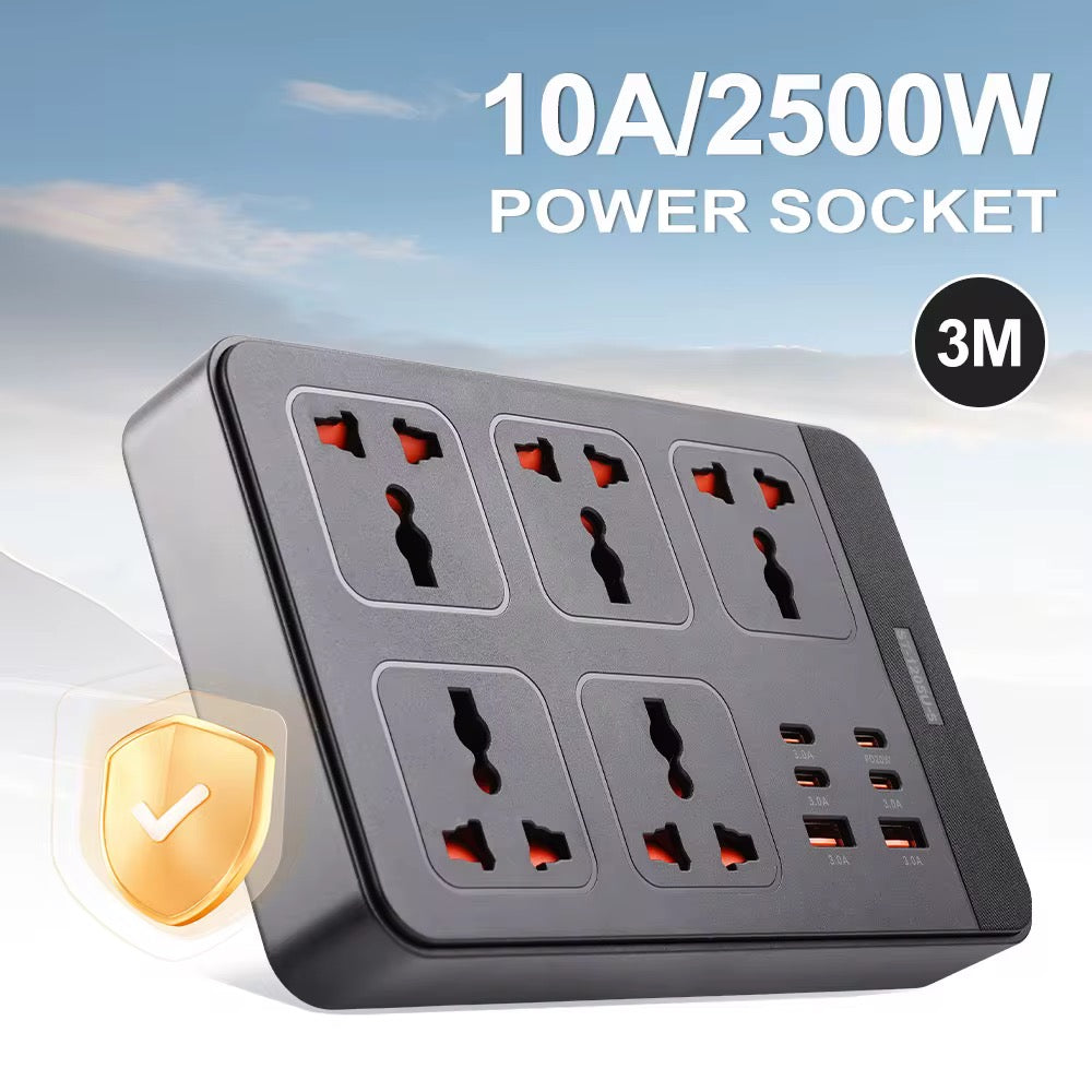 محول كهربائي متعدد  المنافذ بقوة 2500 واط بطول 3 متر من Winning Star