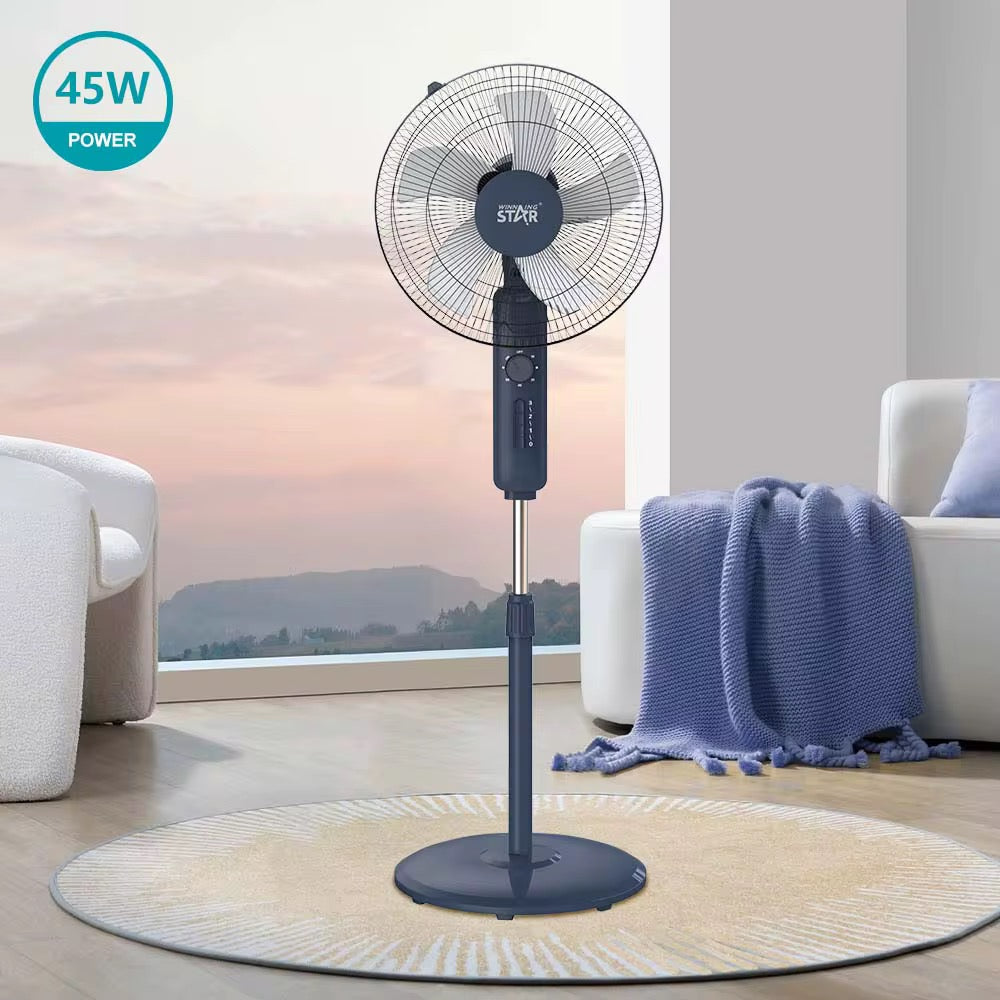 مروحة أرضية كهربائية تبريد قوي بصوت منخفض – 16 بوصة، 5 شفرات، قابلة للتعديل من WINNING STAR