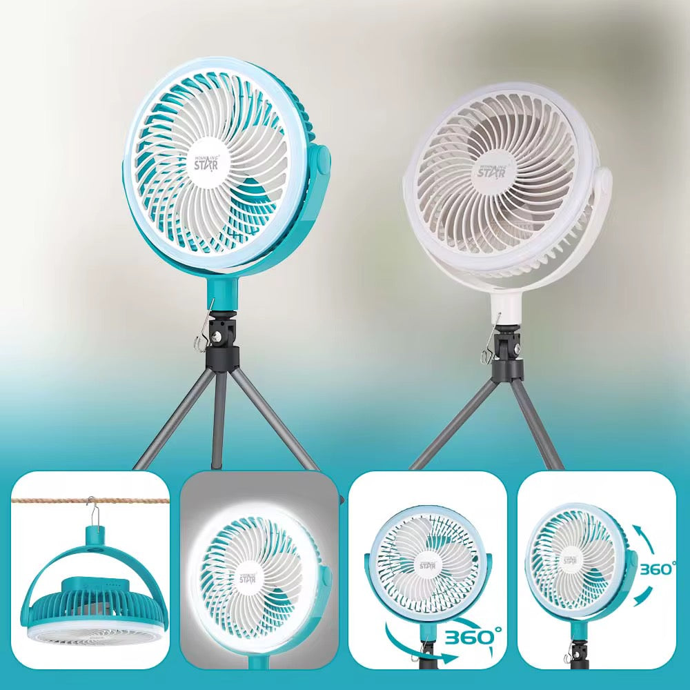 مروحة لاسلكية قابلة لإعادة الشحن – 8 إنش – قابلة للطي – للاستخدام المكتبي والرحلات الخارجية من WINNING STAR