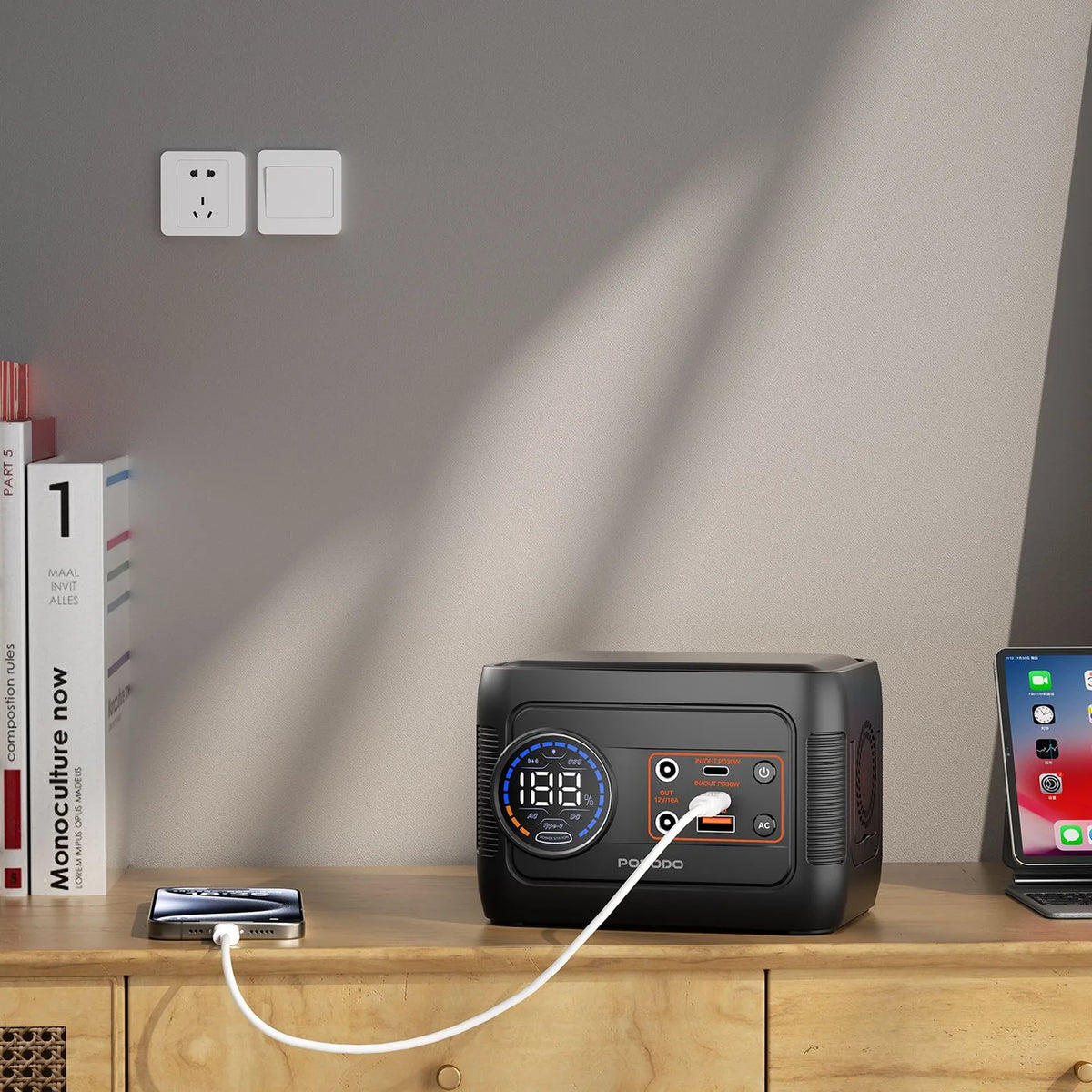 Porodo 150W Small Portable Power Station with Multi-Mode LED Light & Digital Display – 76.96Wh Capacity