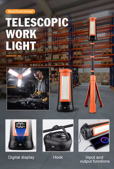 كشاف عمل وتخييم خارجي فائق السطوع 27 واط مع استاند قابل للطي