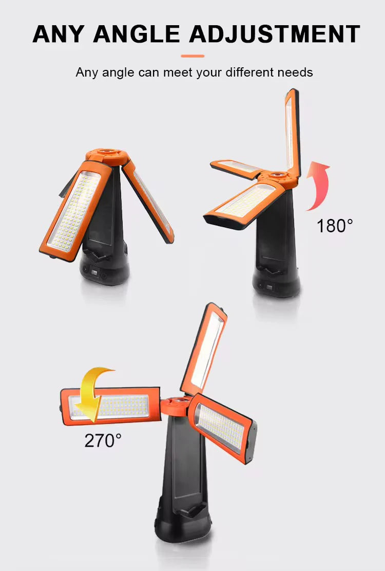 كشاف عمل وتخييم خارجي فائق السطوع 27 واط مع استاند قابل للطي