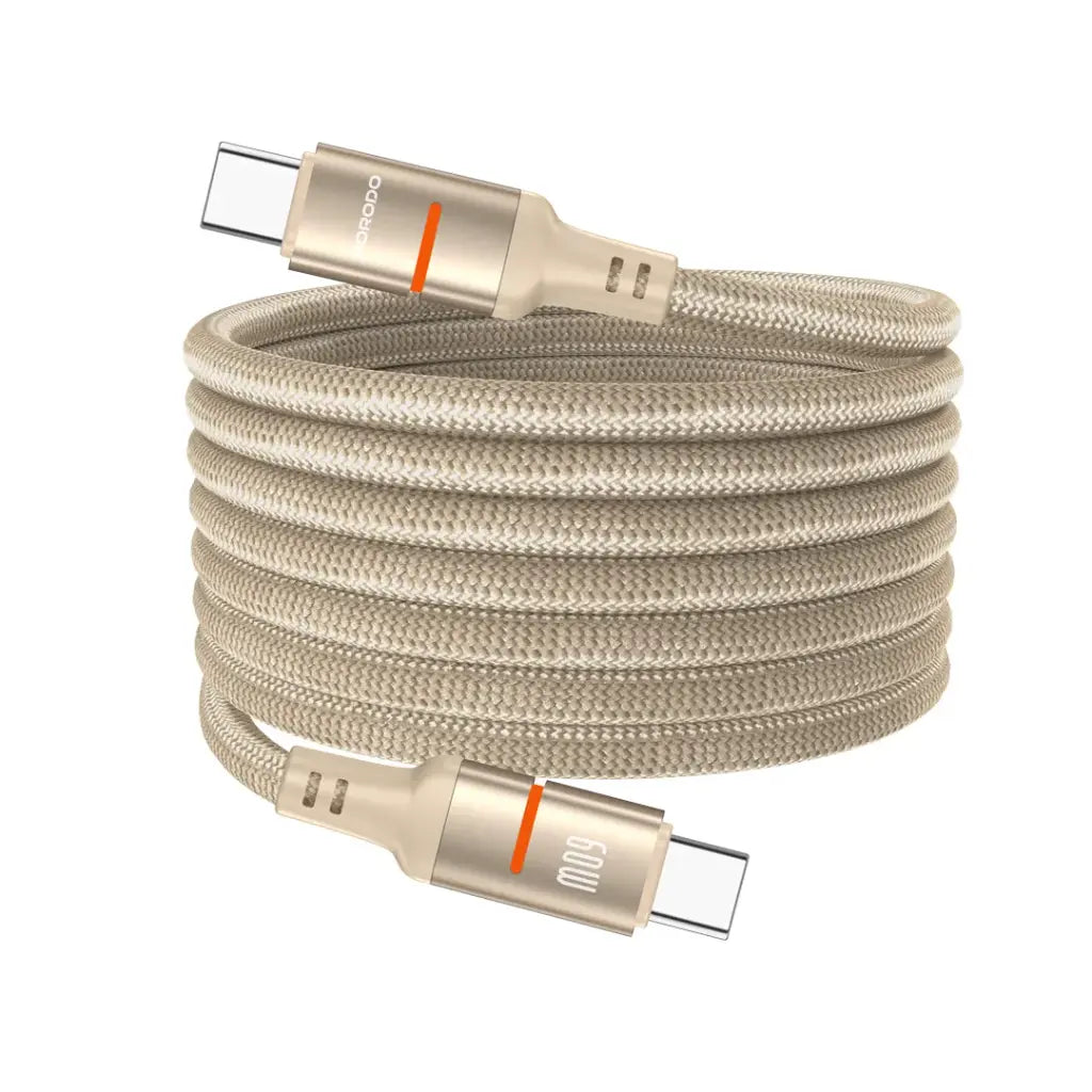 Porodo 60W Type-C to Type C Magnetic Braided Cable 1.2M - Grey