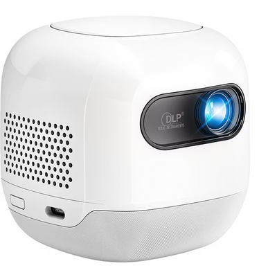 جهاز عرض محمول Powerology Mini Beam بشاشة تصل إلى 200 بوصة، ودقة أصلية 1280 × 720 بكسل وسعة بطارية 8700 مللي أمبير/ساعة