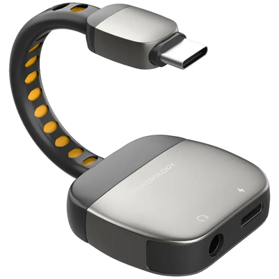 Powerology 2-IN-1 Adapter Type-C to 3.5mm AUX - Gray