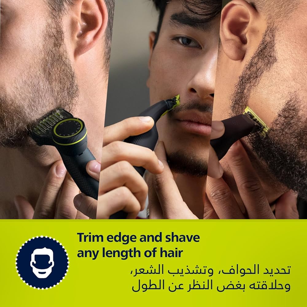 ماكينة حلاقة ون بليد برو للوجه والجسم مع مشط دقيق 12 طول، مقاومة للماء من Philips
