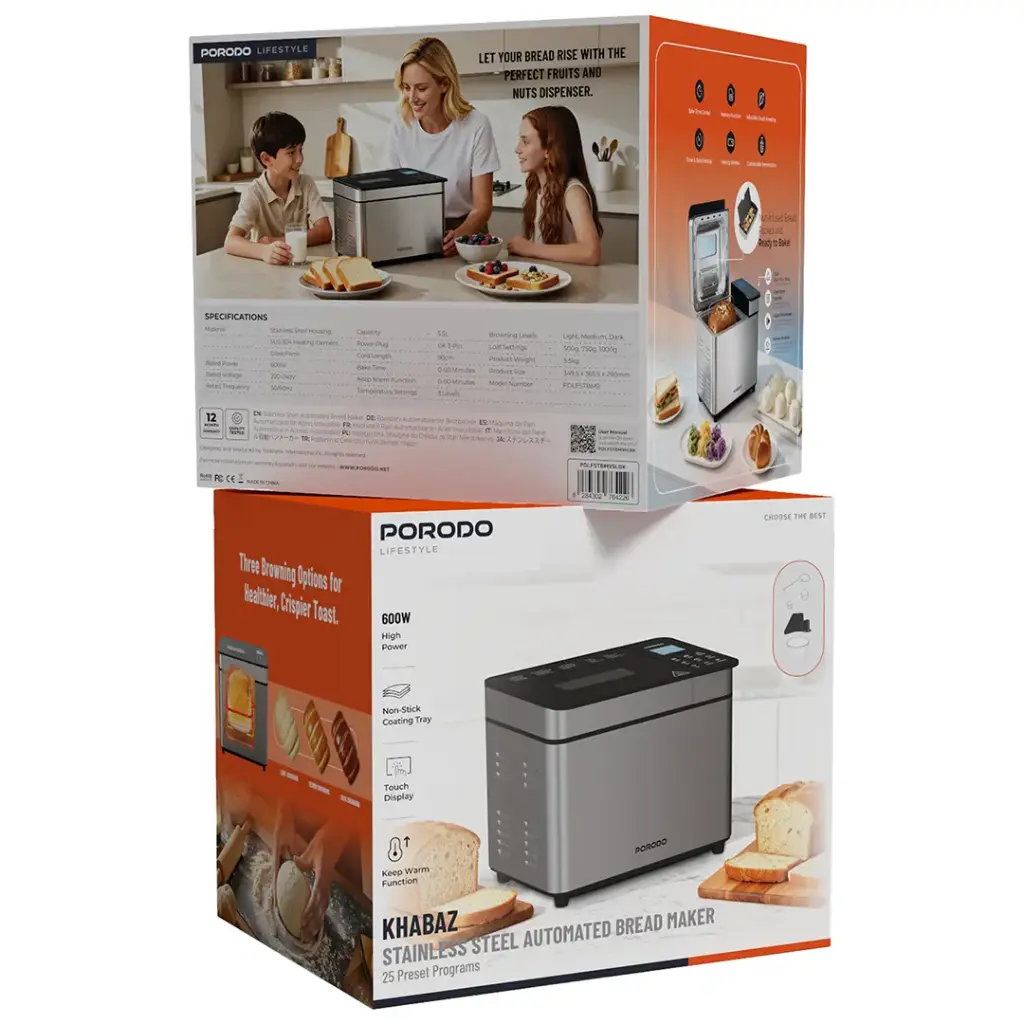 Porodo Lifestyle Khabaz Automatic Bread Maker Stainless Steel 25 Programs