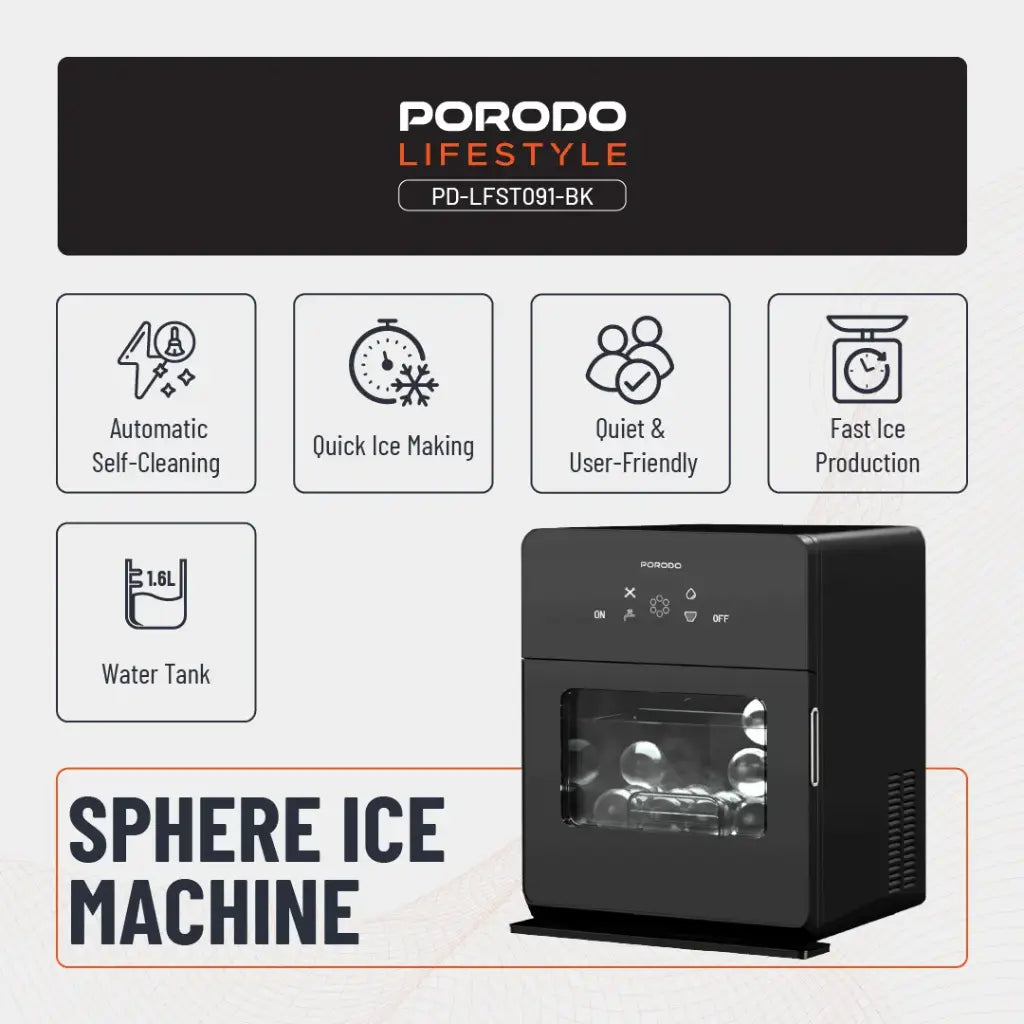 صانعة كور الثلج Porodo Sphere-Shaped Instant Ice Maker – PD-LFST058-BK