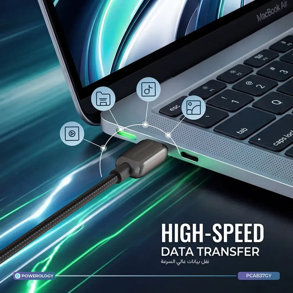 باورولوجي Argos كابلات USB-C مزدوجة مع موصل - رمادي