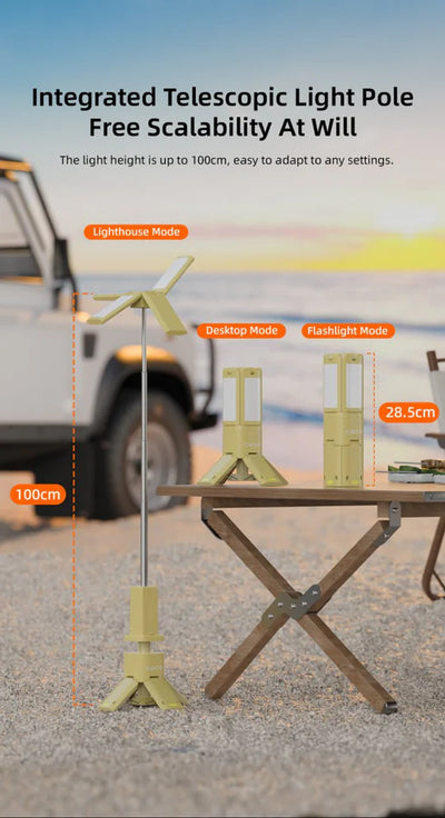 مصباح تخييم قابل لإعادة الشحن محمول مع بطارية 14000 مللي أمبير مع حامل مغناطيسي