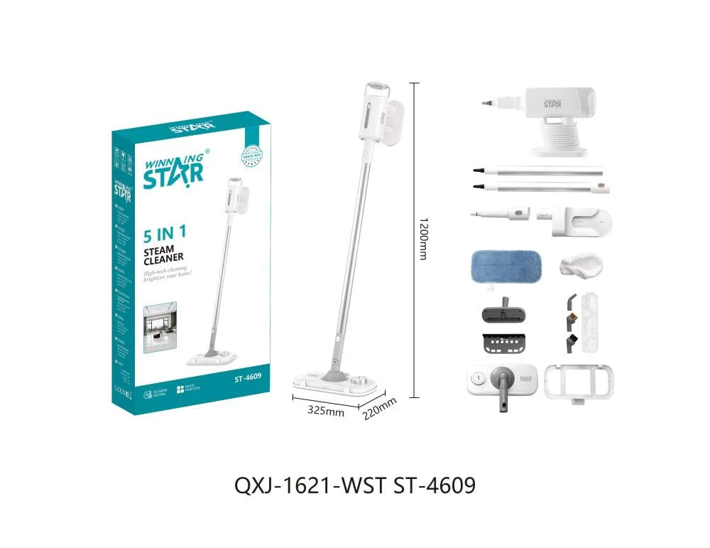 مكنسة بخار عمودية 5 في 1 بقوة 1500 واط مع خزان 400 مل من Winning Star (ST-4609)