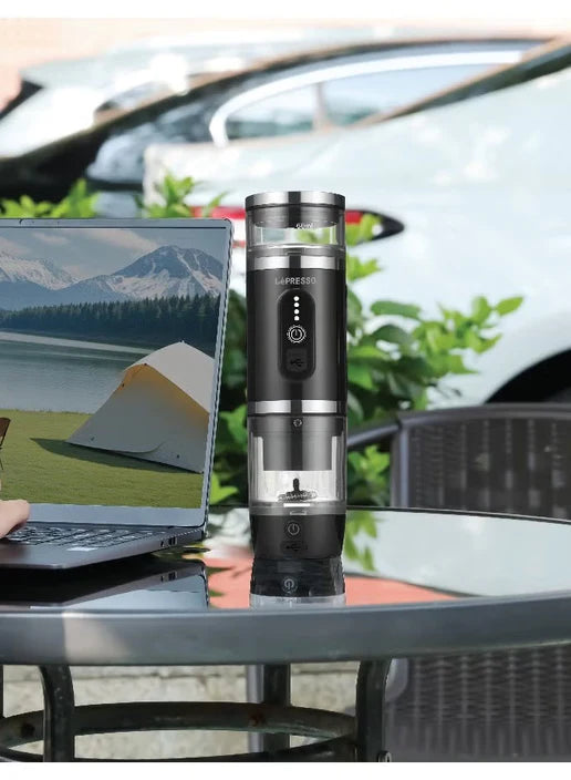 ماكينة قهوة محمولة 4 في 1 مع خفاق حليب، متوافقة مع كبسولات نسبريسو ودولسي جوستو وبودرة القهوة من Lepresso