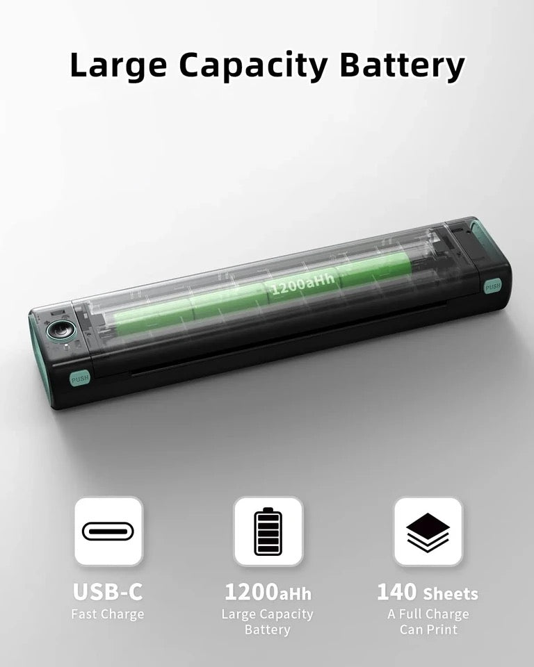 طابعة  حرارية بتقنية البلوتوث لطباعة ورق A4 من Phomemo