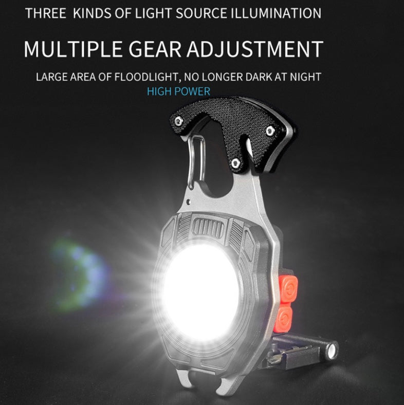 ميني مصباح مع ولاعة وصفارة وبراغي قابل لإعادة الشحن